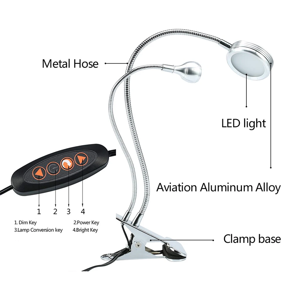 Настольная лампа 2 в 1 на зажиме креативный регулируемый светильник холодного
