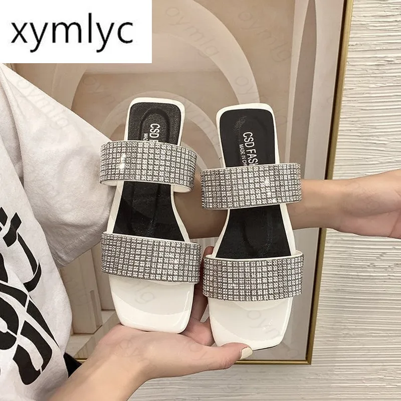 

Women's Shoes Slippers Outdoor Wear New Summer Flash Diamond Shiny Flat Beach Zapatos De Mujer Sapatos Femininos