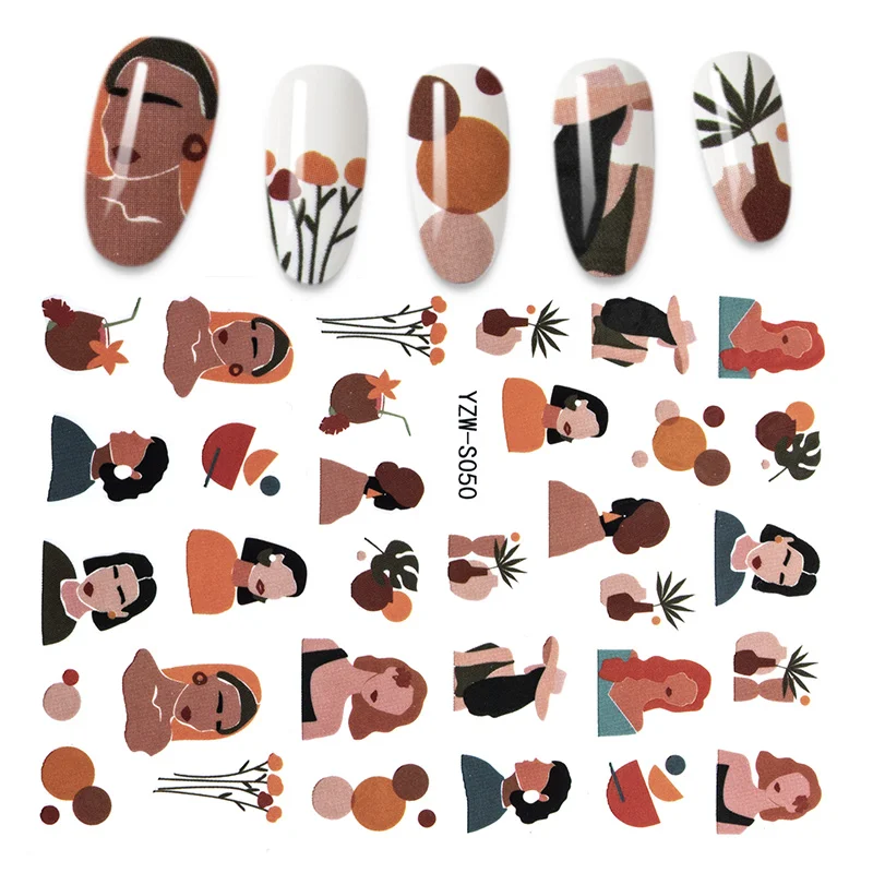 

Новые Абстрактные Художественные 3D-Наклейки для ногтей, лица, цветов, граффити, маникюрный дизайн ногтей, декоративные наклейки для ногтей