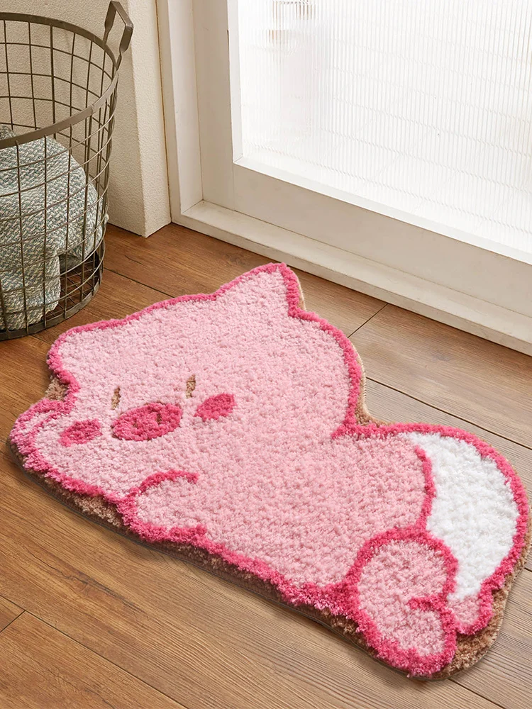 

Kawaii European Bathroom Mat Waterproof Absorbent Light Pink Rug Non Slip Bath Mat Floor Tappeti Bagno Bath Decoration BK50YS