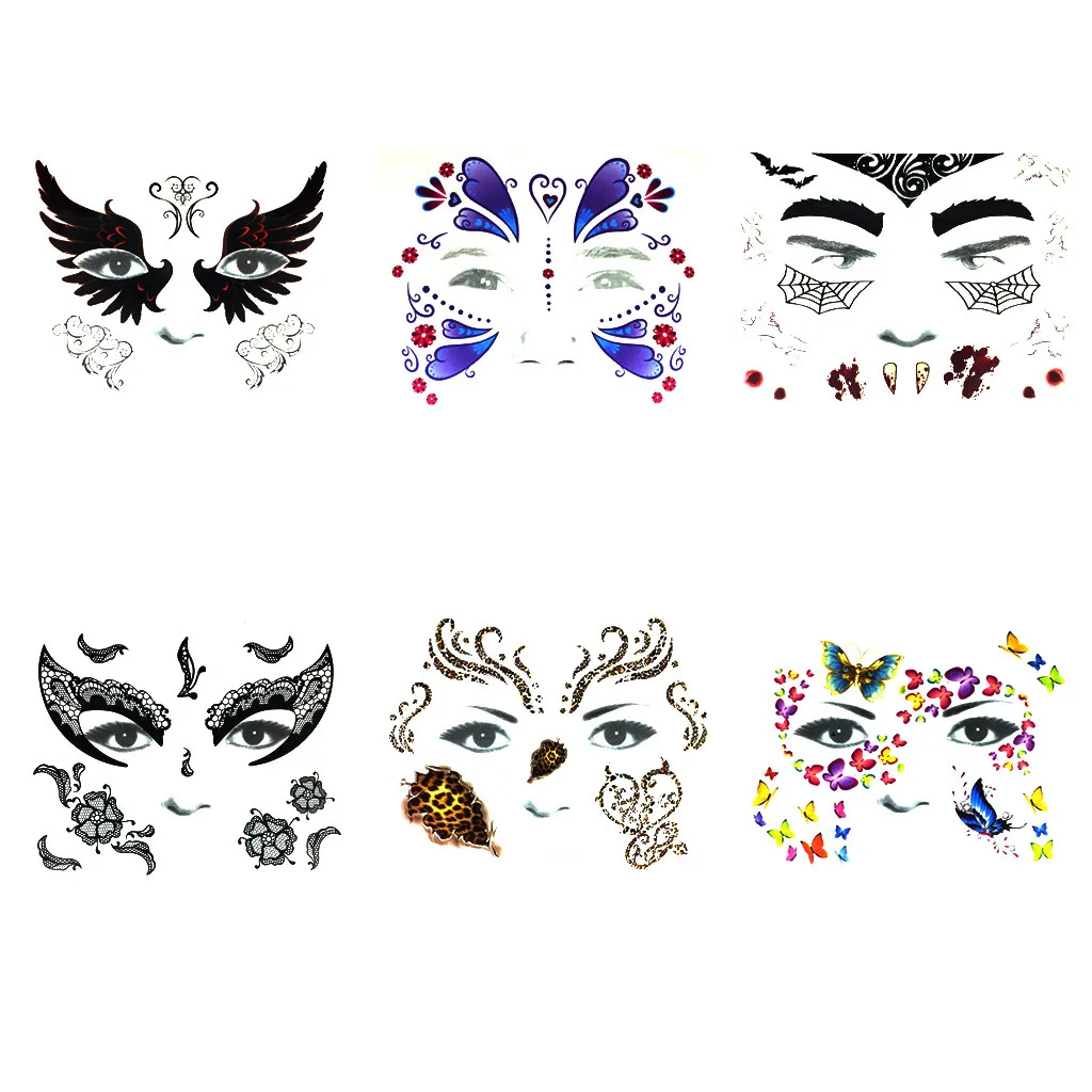 Хэллоуин татуировки Макияж набор для вечеринки костюм женский лицо блеск Лицо