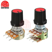 5pcs red color rotary potentiometer linear taper for arduino cap 1k 2k 5k 10k 20k 50k 100k 250k 500k 1m ohm wh148 knob swtich