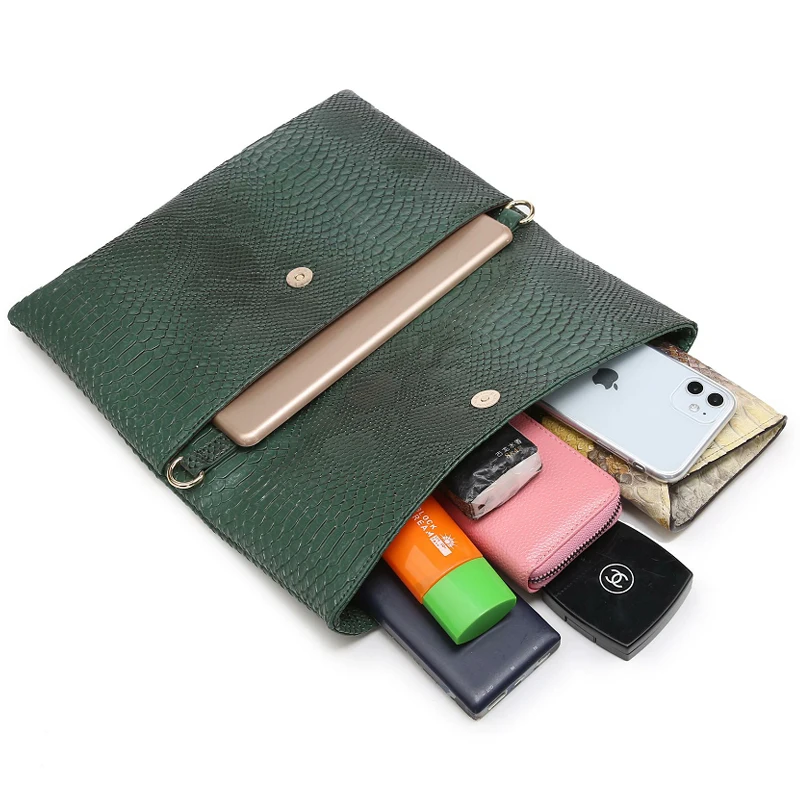 

Офисный женский клатч с ремешком на плечо, модный Дамский кошелек, вместительная сумка-мессенджер, складной клатч из кожи питона