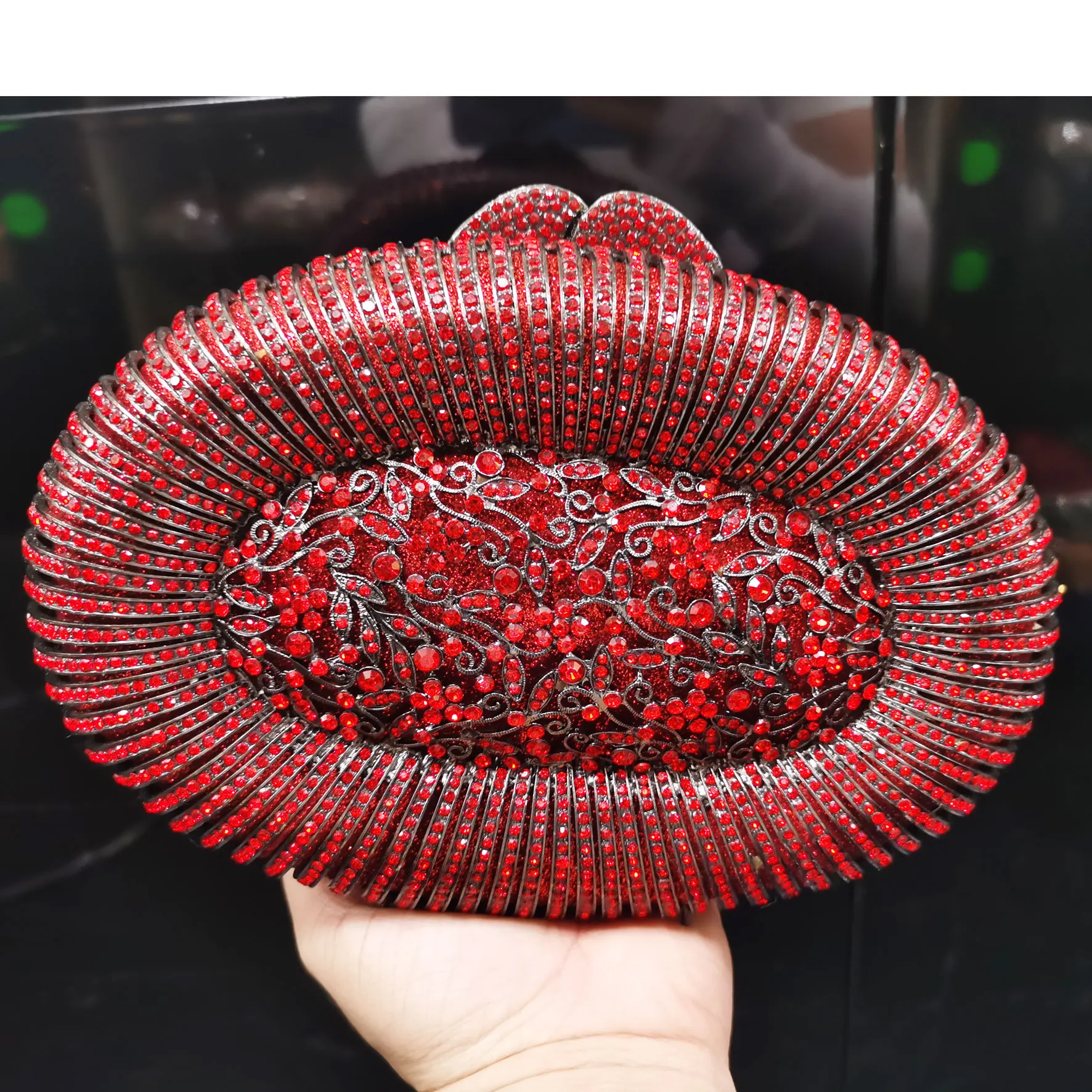 Зеленые овальные вечерние сумки KHNmeet с кристаллами Роскошный кошелек на цепочке