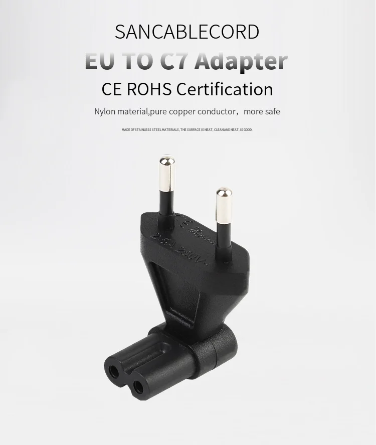 EU-C7 ЕС ЕВРО IEC320 C7 изгиб 90 градусов 2Pin AC адаптер питания конвертер розетка Путешествия Разъем для PDU/UPS 10A 250 В