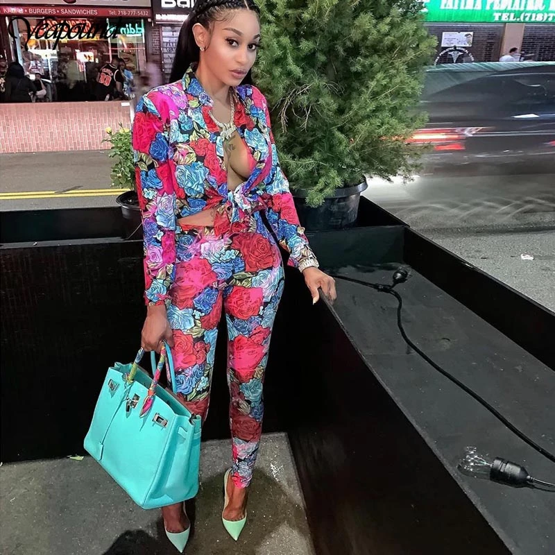 

Женский спортивный костюм, комплект из двух предметов, рубашка с длинным рукавом и принтом + брюки, отложной воротник, осень женский комплек...