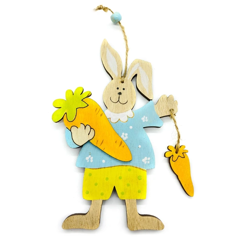 

Wooden Rabbit Bunny Hanging Pendant Ornaments Easter Decorations DIY Handcraft 69HF