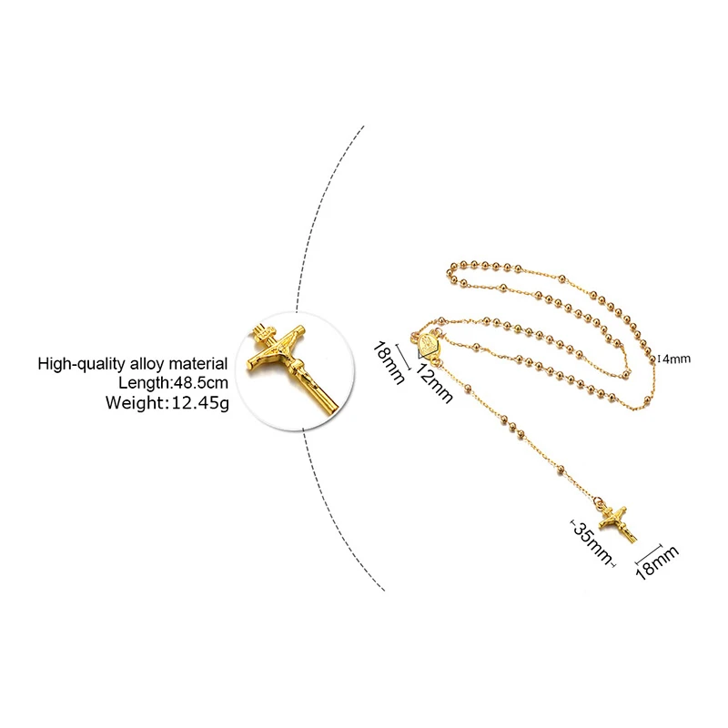 

Vnox Long Rosary Necklaces for Women Beads Chain Catholic Cross Pendant Prayer Jewelry