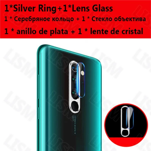 Silver Ring Glass Для Xiaomi Redmi Note 8 Note 8 Pro задняя камера металлическое кольцо задний объектив Защита экрана Мягкий объектив 7H Закаленное стекло пленка - Цвет: Silver Ring Glass