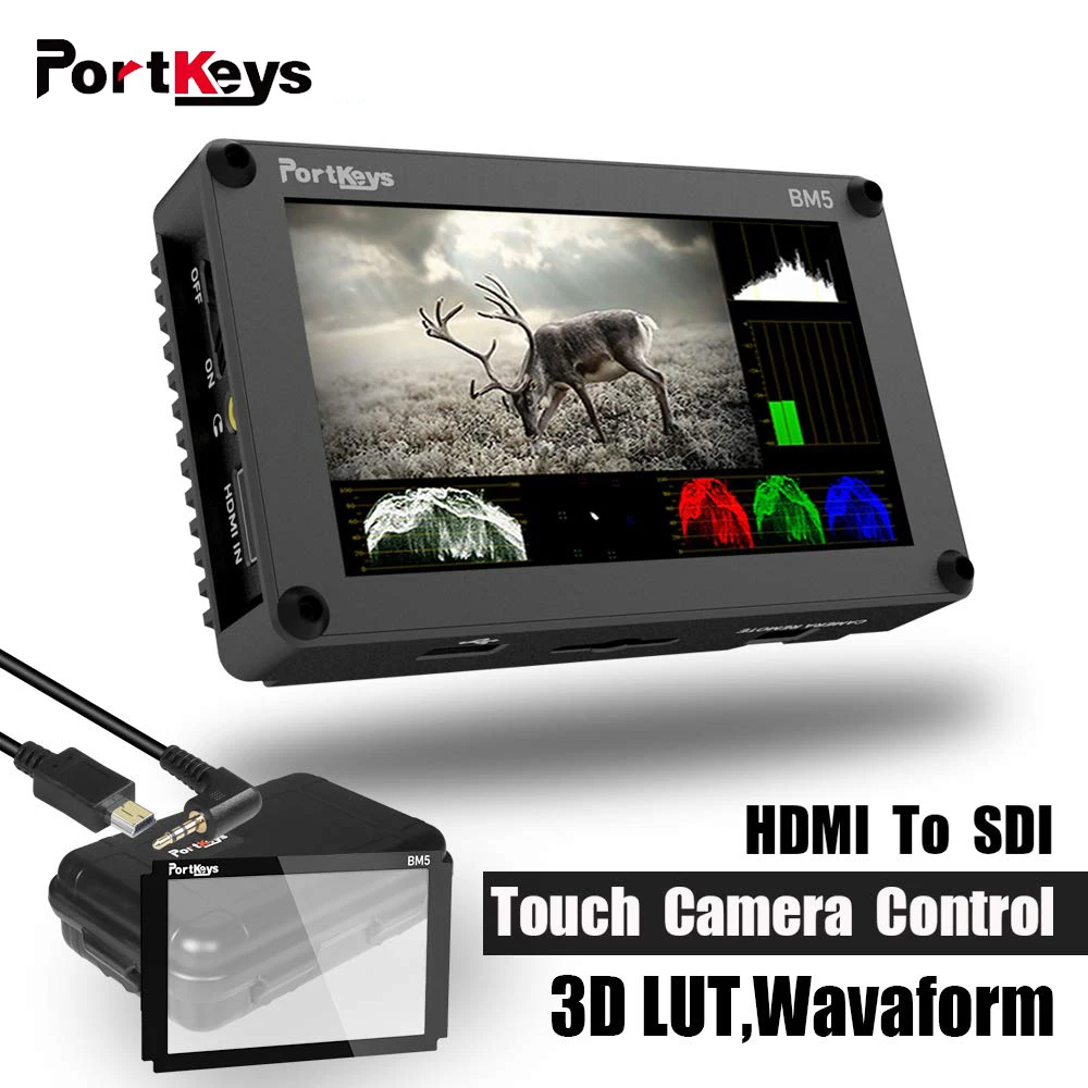 Portkeys BM5 3G-SDI/HDMI вход 2200nit сенсорный экран 3D-LUT алюминиевый корпус на камеру DSLR монитор с кабелем управления