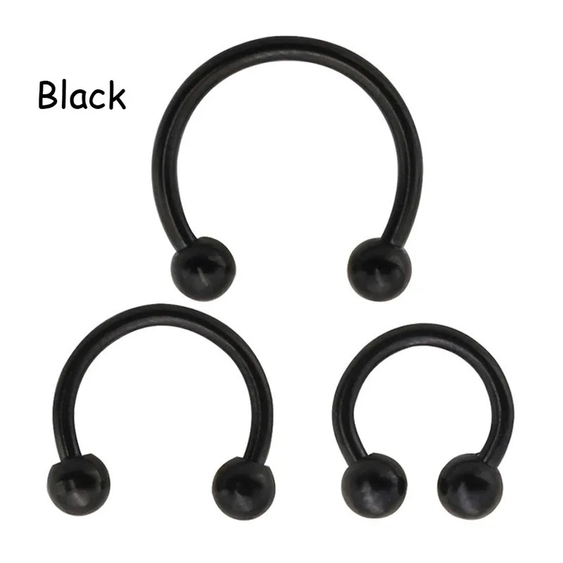 

3PCS Stainless Steel Nose Rings C-Shape Nose Hoops for Men Women Flat Ball Lip Nose Piercings Tragus Helix Ear Piercing Set