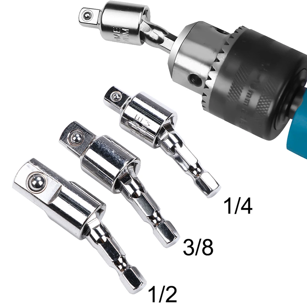 

1p Electric Drill Socket Adapter for Impact Driver with Hex Shank to Square Socket Drill Bits Rotatable Extension 1/4" 3/8" 1/2"