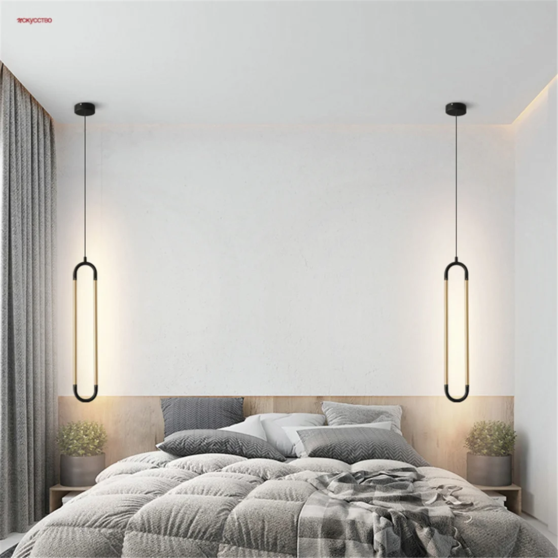 

Nordic Modern Oval Metal Long Tube Led Chandeliers For Loft Villa Bedroom Bedside Hotel Suspension Luminaire Design Home Lamp