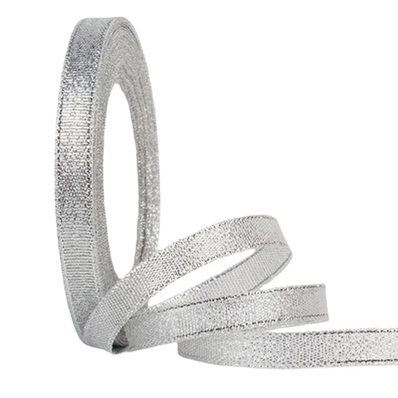 25 ярдов 6 мм золотистые/Серебристые блестящие ленты искусственные шелковые розы