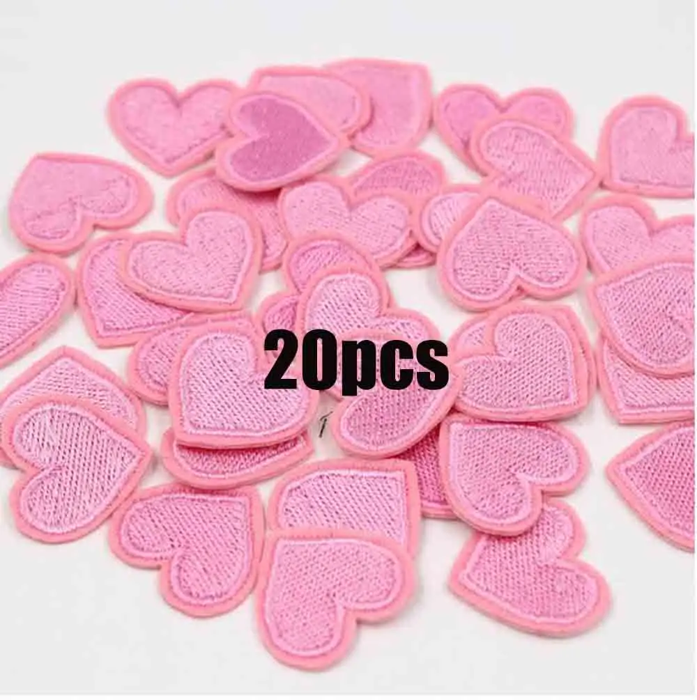 20PCS PINK HEART DIY Аксессуары 20 шт Любовь красное и розовое сердце Железо на патч наклейки для одежды шитье на вышитые 2,6*2,4 см - Цвет: 20PCS PINK HEART