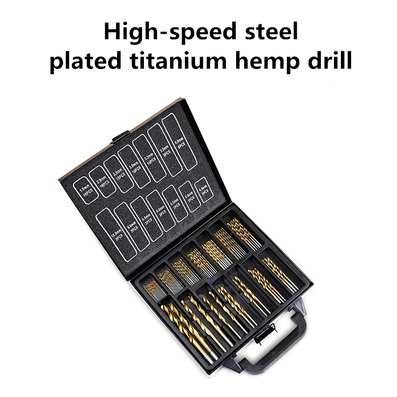 

99pc/box hemp drill iron box high-speed steel plated titanium hemp drill carpentry DIY household opener steel plate drill bit