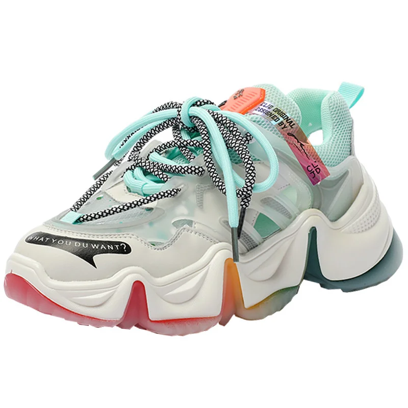 

Women's Sports Shoes Chunky 2021 Women's Sneakers Breathable Quality Casual Vulcanized Shoes Hollow Out Platform Dad Footwear