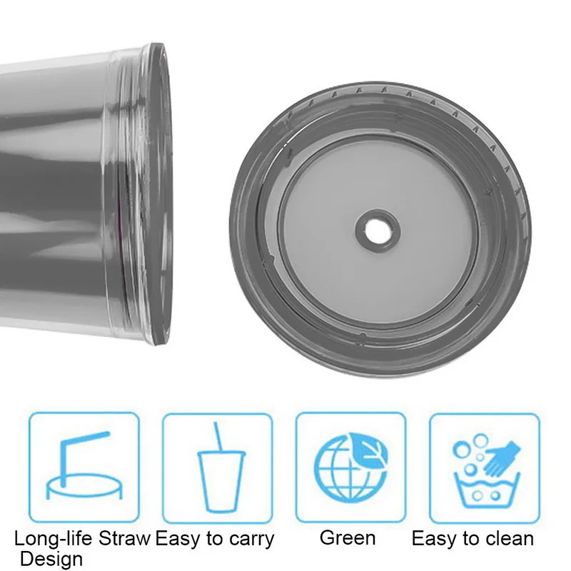 Пластиковый стакан со льдом 1 шт. 500 мл двухслойный холодный кофе сок чай дорожная