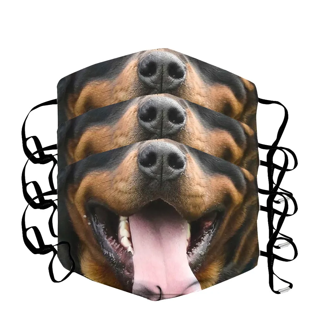 3 шт. многоразовые пылезащитные Чехлы для лица с 3D принтом животных|Маска