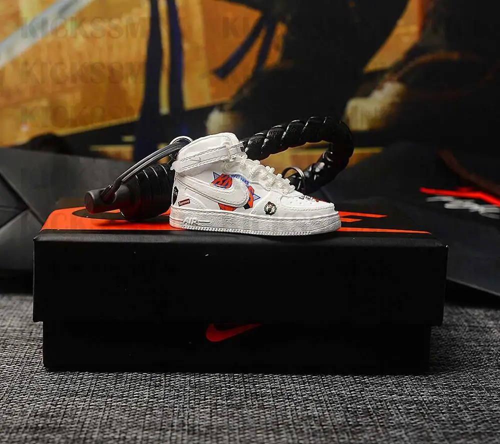 a shoe w rope Персональный DIY Air Jordan " разбитая задняя панель" часть 1 3D кроссовок фигурный брелок сумка коробка Подвеска для пары Кукла аксессуар - Цвет: a shoe w rope