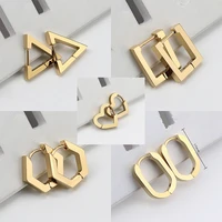 meyrroyu stainless steel 3 color mini geometric earrings 2021 trendy hoop earrings for women men fashion new gift party jewelry