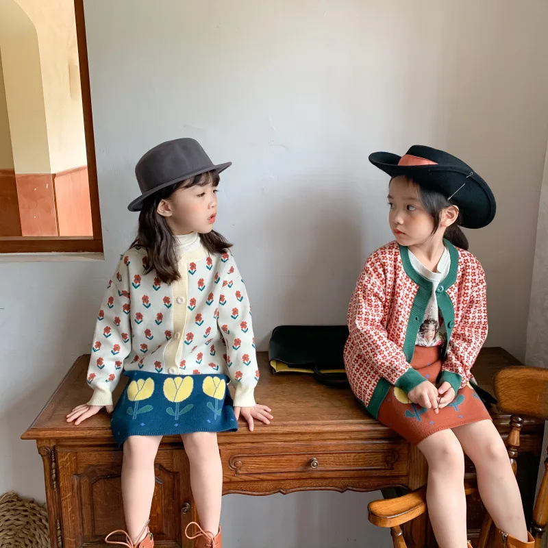 Детский свитер осень 2021 новая Корейская версия милый для девочек с маленькими