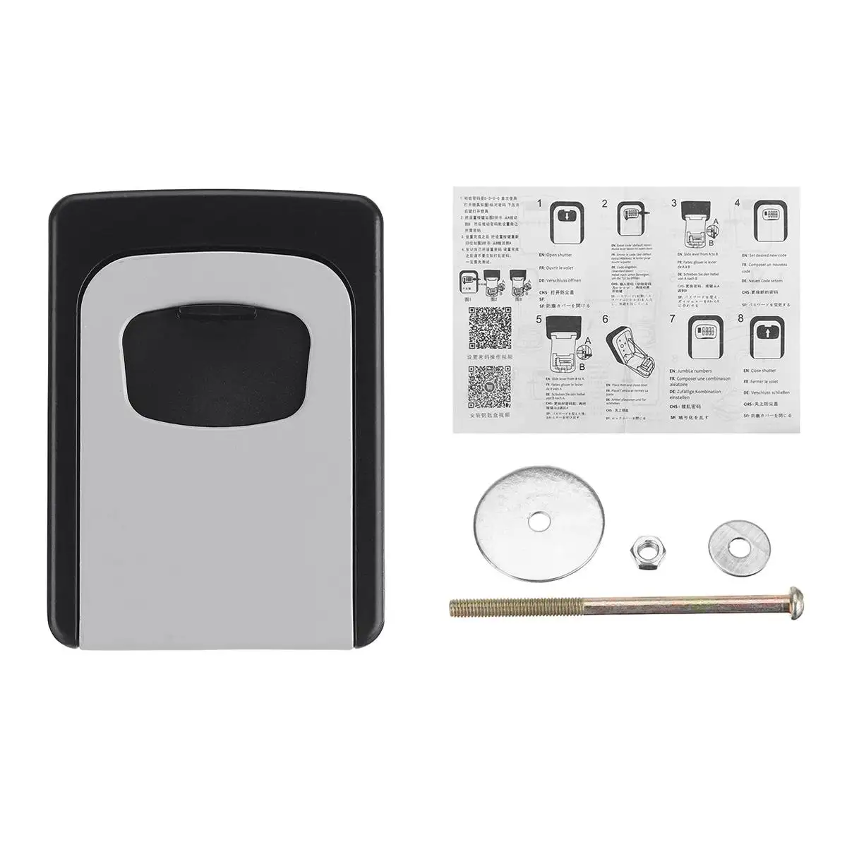 

Key Lock Box KeyBox Wall Mounted Aluminum alloy Weatherproof Key Safe Box 4 Digit Combination Password Home Key Storage Lock Box