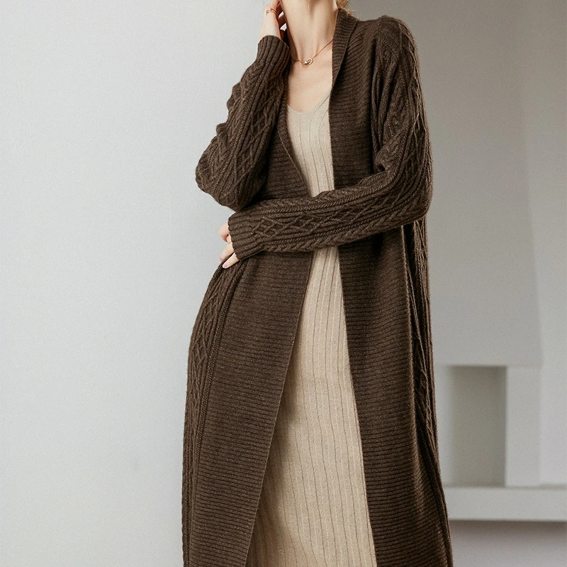 Сезон осень-зима Новые женские шерсть яка кардиган брюки для девочек Утепленное