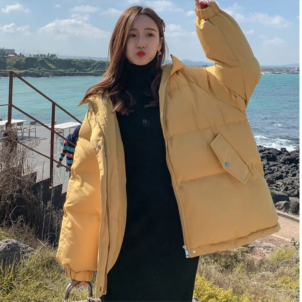 Winter Thick Warm Women Jacket Korean Style Loose Hoodie Down Jacket Cotton Padded Coat Coat 2021 Fashion Autumn Women Jacket