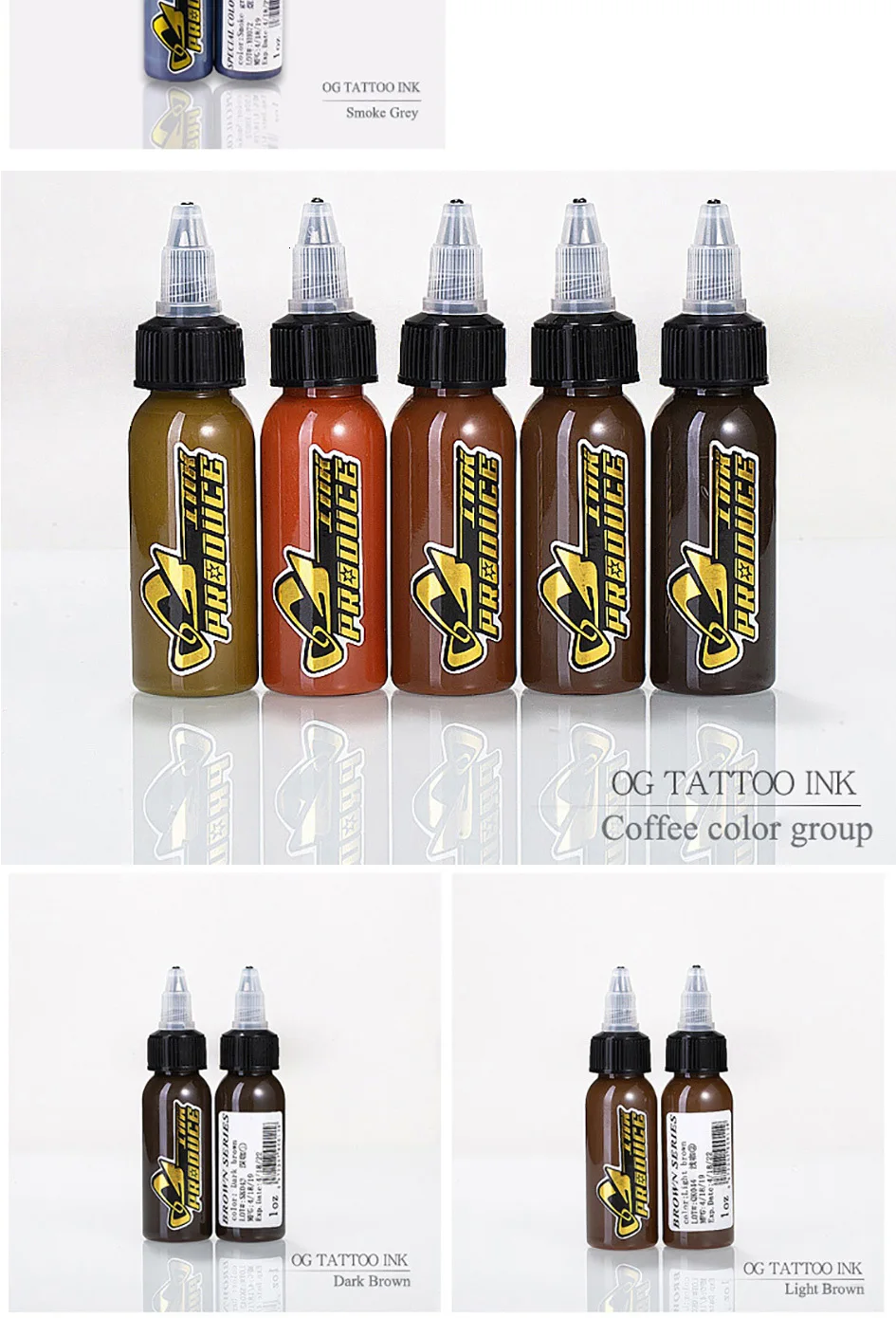 OG набор для татуировки боди-арт набор чернил Dinamic 1 oz/30 ml бело-серый Пигмент Макияж Pigmento Maquiagem Tinta спрей Encre Tatouage Goochie