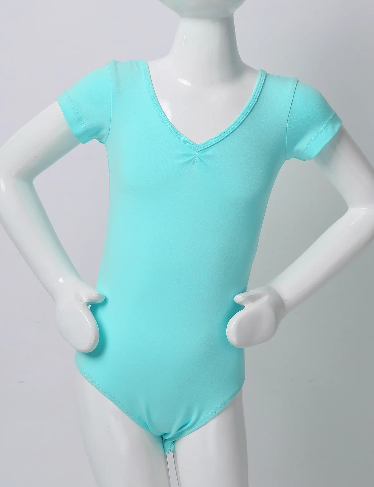 Балетный гимнастический купальник с коротким рукавом v-образным вырезом и