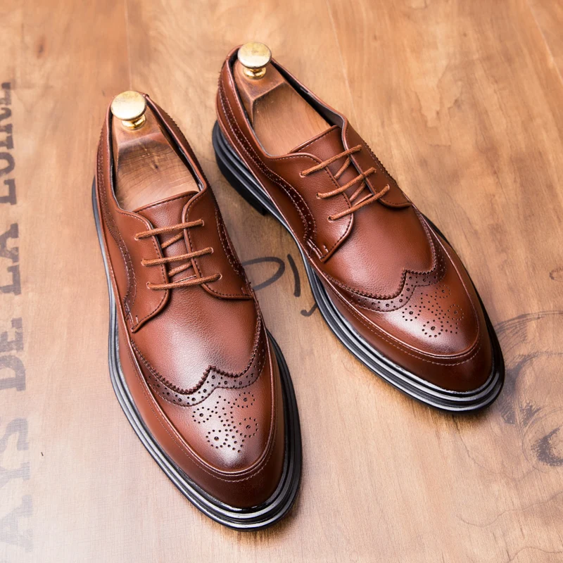 Мужские туфли повседневные Роскошные оксфорды модные броги в британском стиле