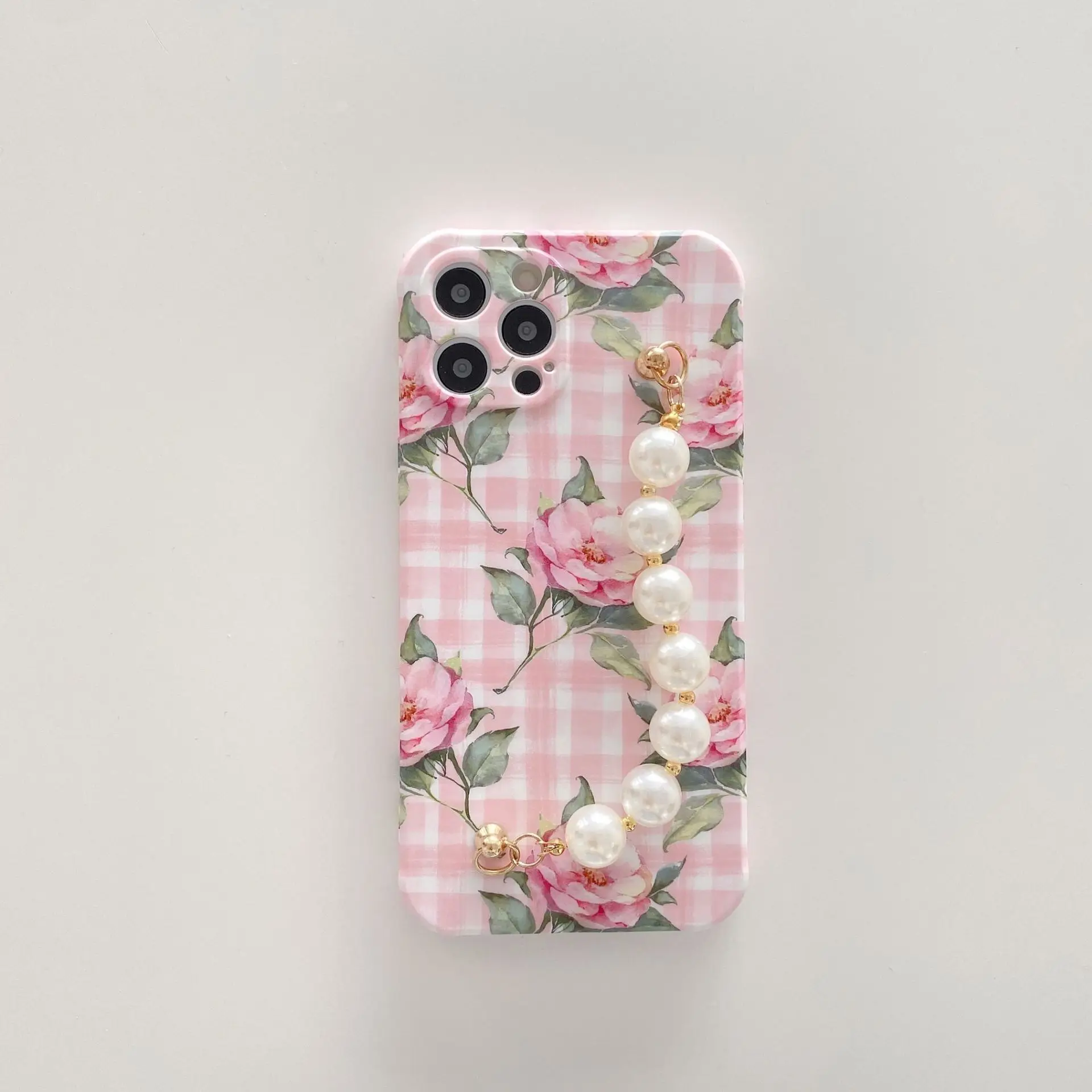 

INS Style Pearl Chain Small Floral Phone Case for Iphone12/11pro Max XR/Xs/8P Fresh Girl Heart Mobile Phone Soft Case