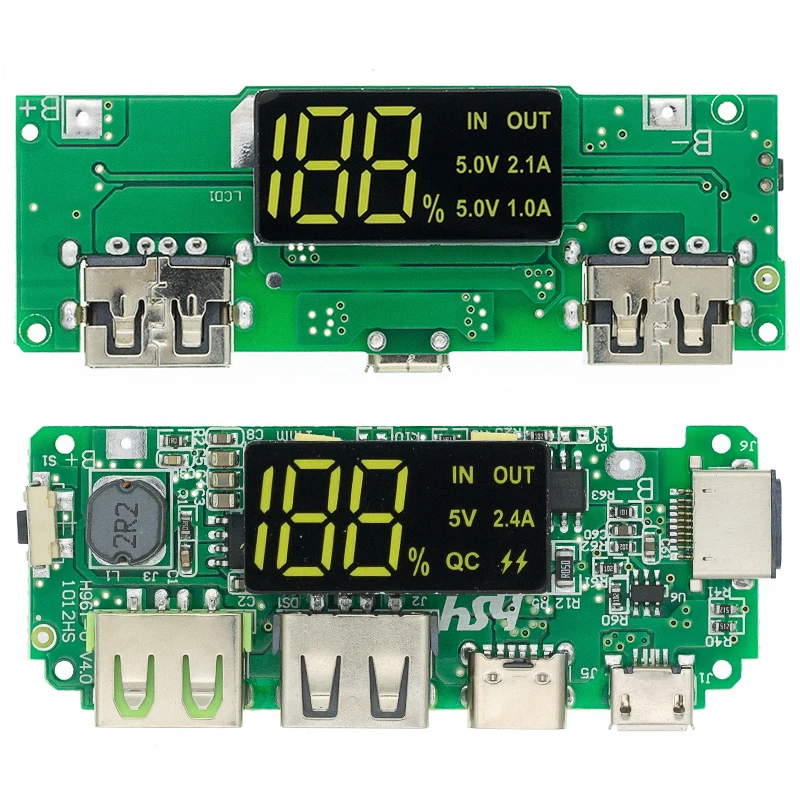 Светодиодный двойной USB 5 В 18650 а Micro/Type-C внешний аккумулятор модуль зарядки