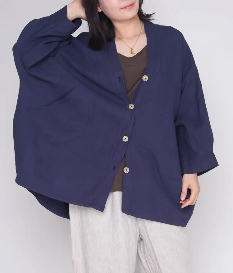 

Кардиган из хлопка и льна, Женское пальто средней и длинной длины, Свободный Повседневный Топ с длинным рукавом