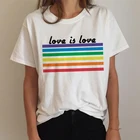 Полосатая футболка Love is Love для влюбленных, классные спортивные винтажные футболки из 100% хлопка, бойфренд с круглым воротником, белые женские топы для свидания на новый год