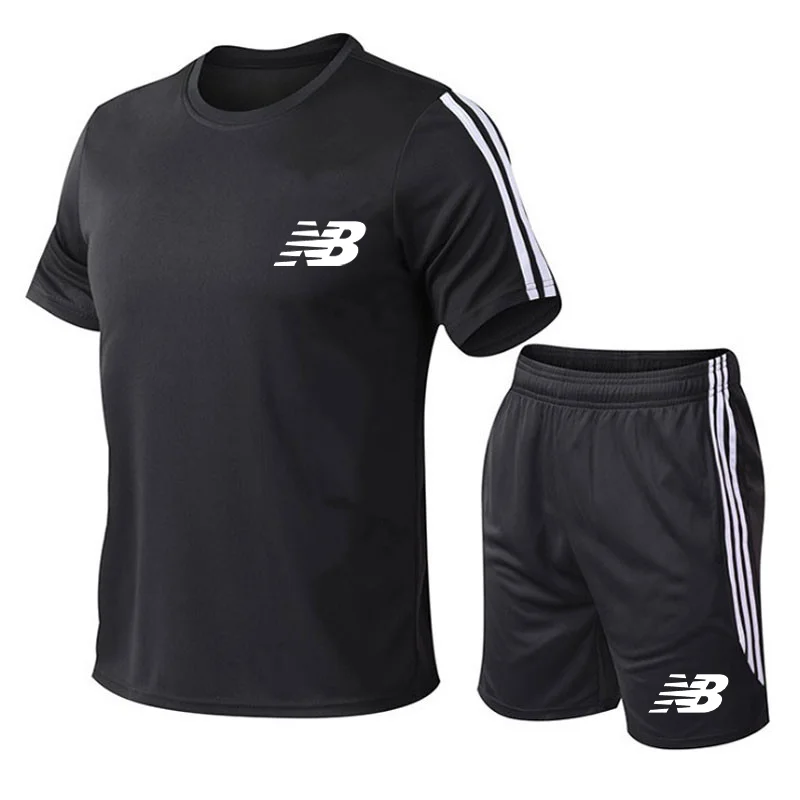 

2021 New Suit Gym Summer Quick DryingMen'S Collar Short Sleeve T-Shirt Two Piece Set Running Breathable Casual