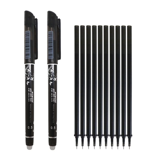 12 pcs black B 12 шт./лот, набор стираемых гелевых ручек 0,5 мм, Волшебная моющаяся ручка, стираемая ручка, стержень, школьные канцелярские принадлежности, инструменты для письма, подарки - Цвет: 12 pcs black B
