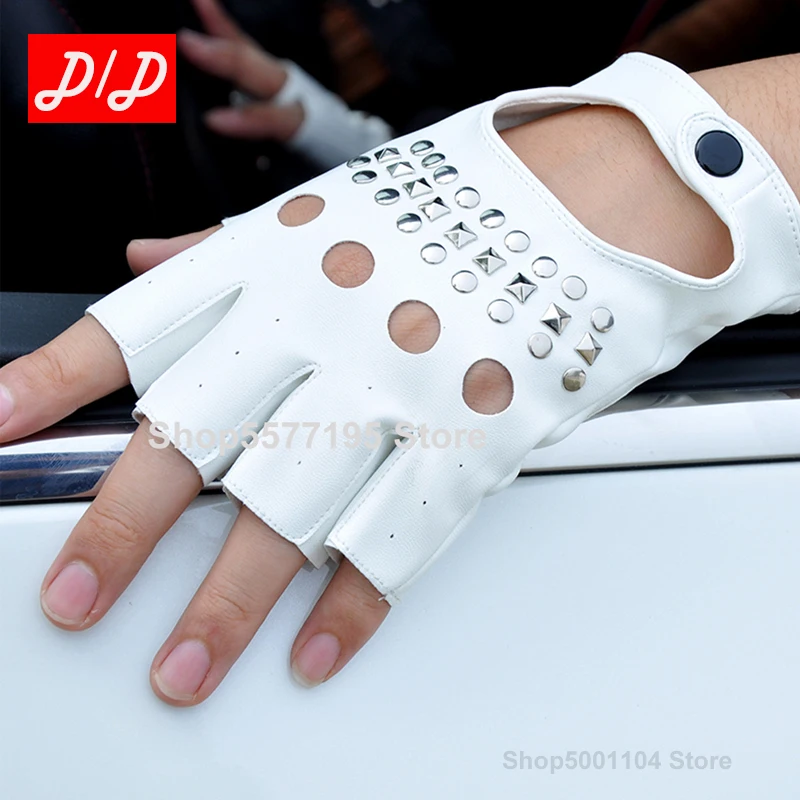 

2022 Fashion Half Finger Gloves Men Faux Leather Mittens Fingerless Tactical Gloves Men Women Driving Guantes G002