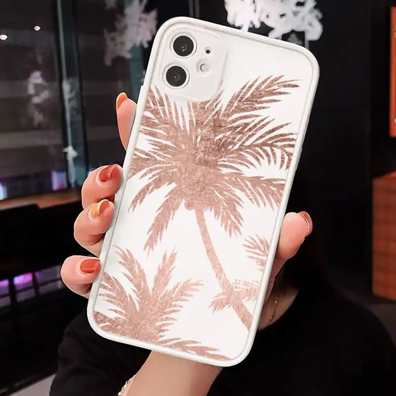 

Gold aesthetics pineapple leaf pattern Phone Cases matte transparent For iphone 7 8 11 12 plus mini x xs xr pro max cover