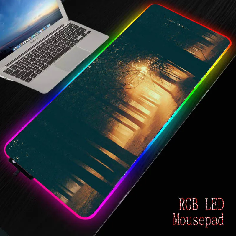 MRGBEST RGB мягкий большой игровой коврик для мыши с лесным пейзажем Большой
