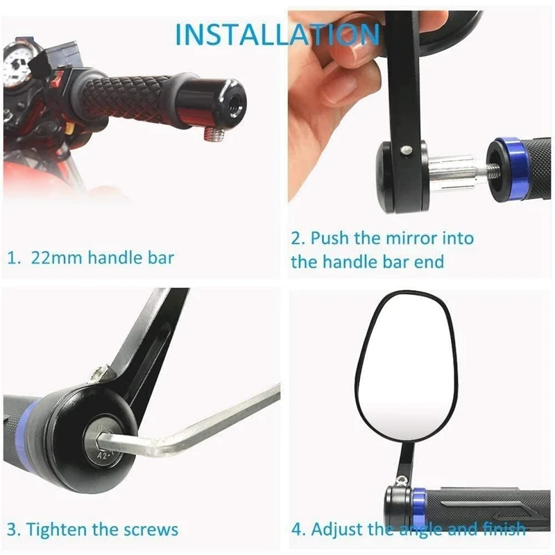 

Motorcycle Side Rear View Mirror Aluminum 7/8 Inch 22mm Bar End Cruiser Chopper ATV for KTM Ducati Aprilia Victory