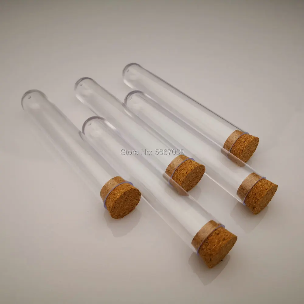 20pcs/lot 18x105mm Lab Plastic Test Tubes With Cork Stopper For Laboratory Wedding Favor Gift wooden plug tube