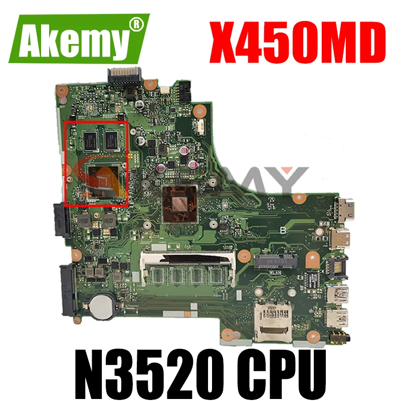 

X450MD N3520 CPU Motherboard REV 2.0 For ASUS X450 X450M X450MD X450MJ X452M Laptop Mainboard Test OK