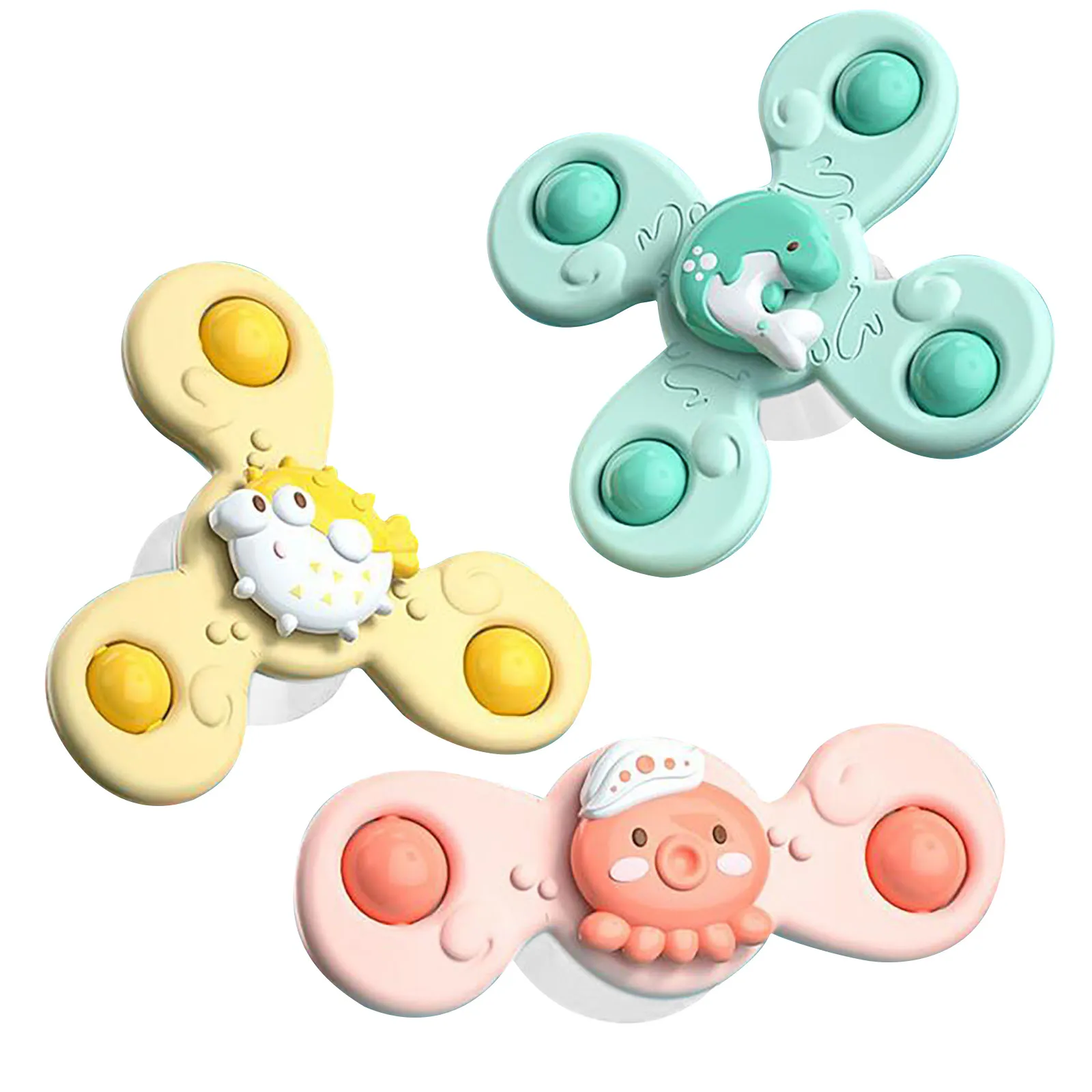 3pcs Montessori Rotating Toy Baby Bath Spinning Toy Suction Cups Windmill Spinner Baby Stress Decompresssion Toys Toddler