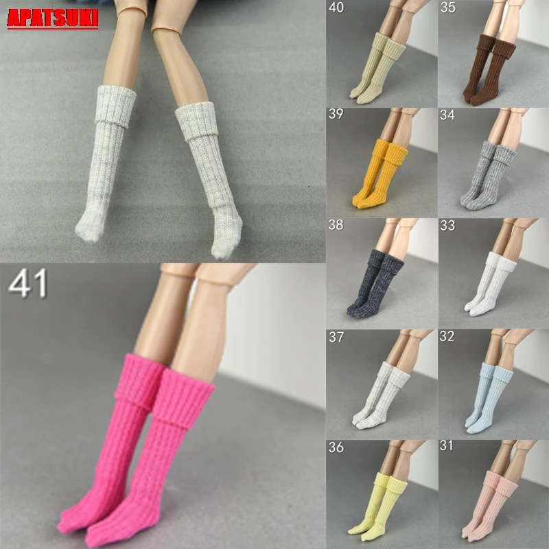 

1pair Winter Warm Casua lLoose Long High Socks for Barbie Doll Long Stocking for Blythe Doll House Accessories Kid Toy Best Gift