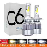 elglux 2pcs super bright h4 led cob chip auto car headlight 72w 8000lm high low beam all in one automobiles lamp 6000k 12v