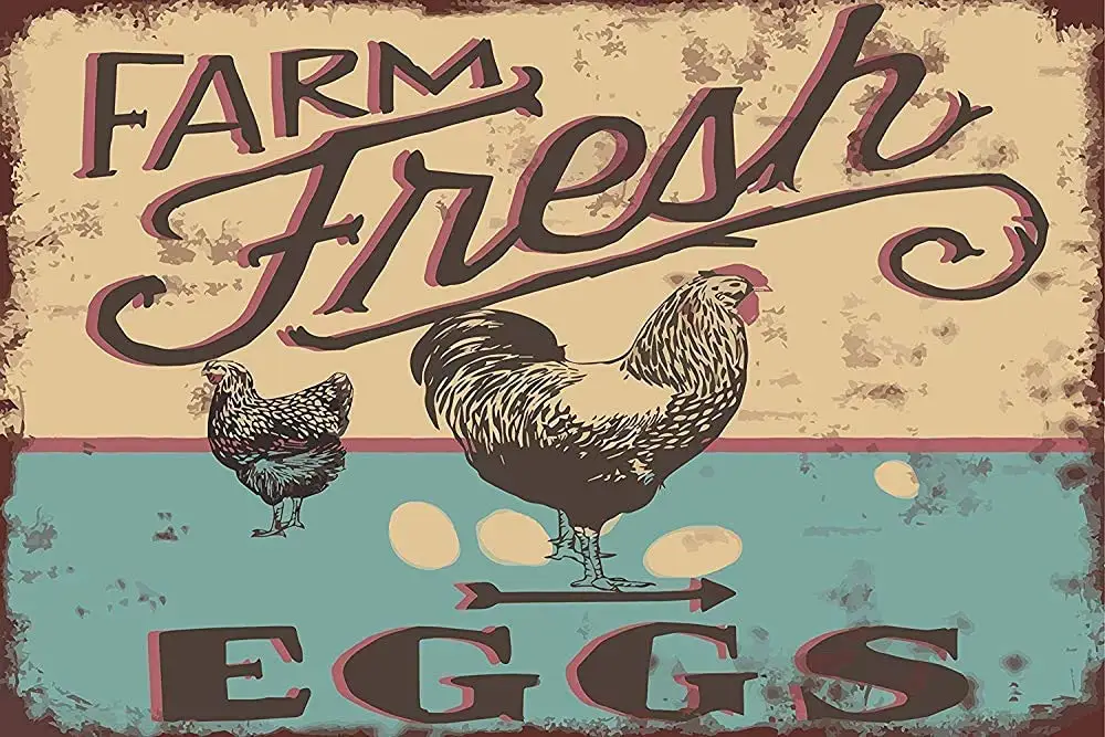 

SLALL Eggs Farm Chicken Iron Family Warehouse Retro Street Sign Household Metal Tin Sign Bar Cafe Car Motorcycle Garage Decorati