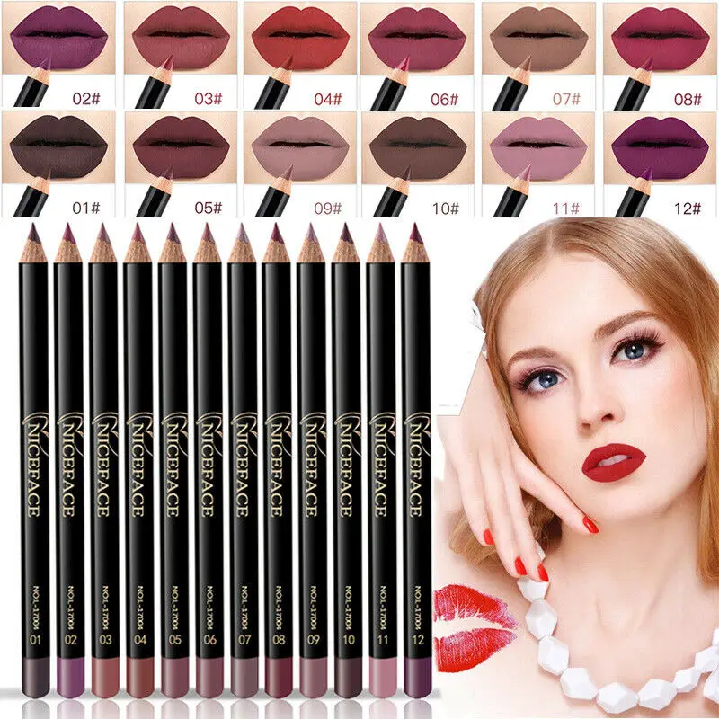 12 Colors Hot Matte Lip Liner lipstick Pen Long Lasting Lipliner Pigments Waterproof no blooming Smooth Makeup карандаш для губ