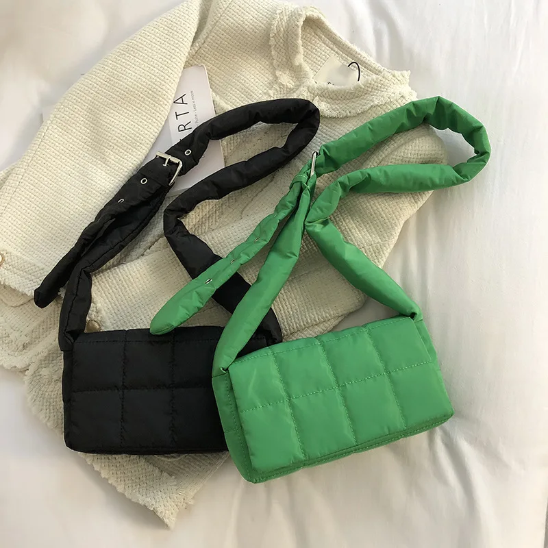 

Fashion Down Padded Shoulder Bag Designer Cotton Women Crossbody Bag Small Nylon Quilted Handbags Woven Space Bags for Women New